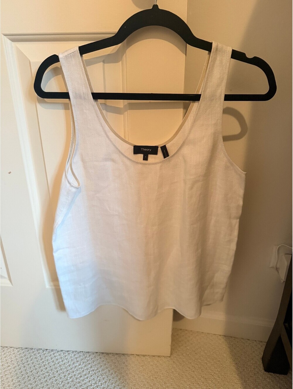 Theory Women's White Linen Tank Top, Size Small, Very Good Condition
